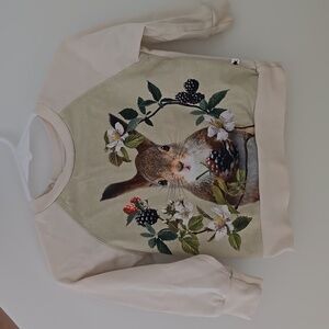 Molo Cream & Olive Bunny Graphic Long Sleeve Tee